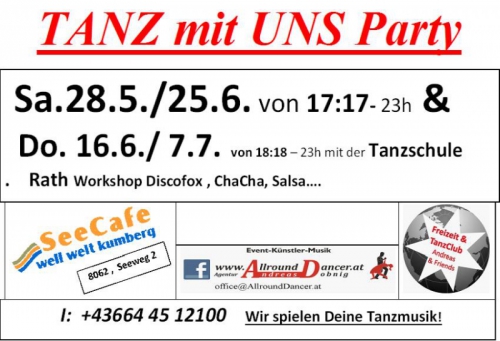 Seecafe Kumber Tmu PARTY  ab Sa 28.5.  ab 17h Do 16.6. ab 18h Sa 25.6. Do 7.7,  Badesee